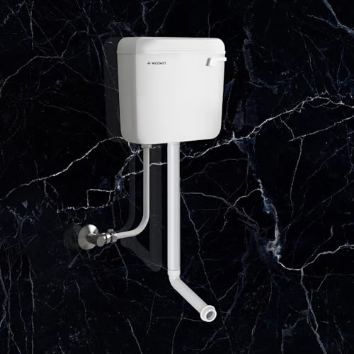 Image of Flush Tank for Toilet WASSMIST Wall Mounted Toilet Cistern | 8 LTR Single Flush Tank | Durable Plastic | Compact Design for Bathroom Use