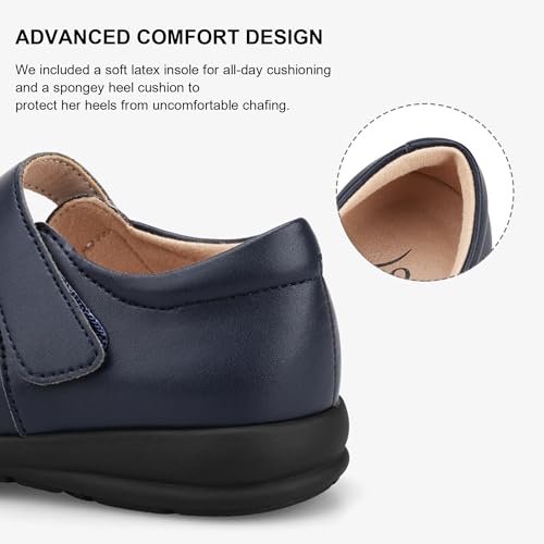 Image of Stelle Girls Mary Jane Shoes School Uniform Flats Dress Shoes Church (Little /Big Kids) | Hook-and-loop closure, Cushioned comfort, Flexible outsole, Flower girl, Party, Patent finish