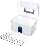 MyGift 10 Premiers soins de pouce bac clair avec plateau amovible et accès rapide bleu haut de l'éclisse, trousse d'urgence portable, Supply médicale de voyage, boîte de stockage de médicaments (navage)