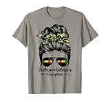 Vietnam Veteran Daughter Messy Bun Hair Funny Veteran T-Shirt