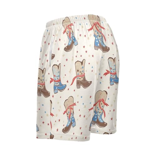 Vdsrup Mens Pajama Shorts Cowboy Boots Sleep Shorts Men Pajama Bottoms With Pockets Drawstring Lounge S4