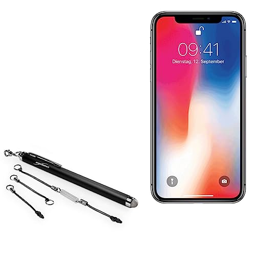BoxWave Stylus Pen Compatible with iPhone X - EverTouch Capacitive Stylus, Fiber Tip Capacitive Stylus Pen for iPhone X, Apple iPhone X - Jet Black