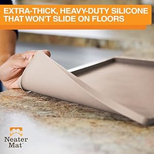 Neater Pet Brands Neater Mat – Waterproof Silicone Pet Bowls Mat – Protect Floors from Food & Water (Cappuccino, 32″ x 24″ Silicone)