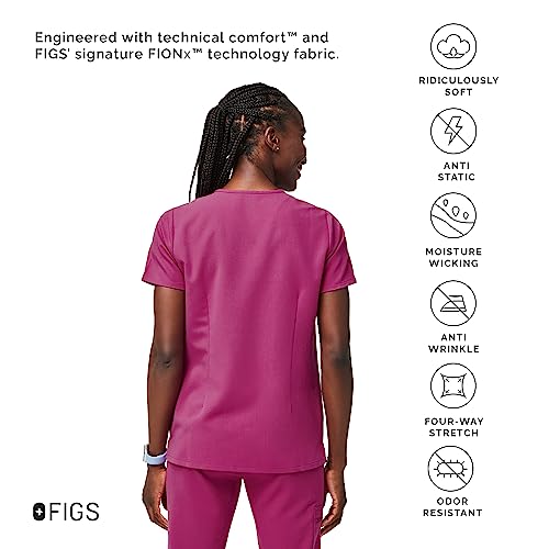 Figs Casma Three-Pocket Scrub Top For Women - Raspberry Sorbet, Xx-Small #TOP2