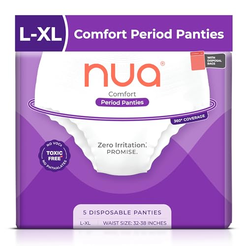 Image of Nua Comfort Period Panties (L-XL) | Pack of 5 | Disposable | 360 Coverage | Zero Irritation | 4X Comfort | for Heavy Flow | No rashes | Leakproof | Seamless | 100% Toxic-Free White
