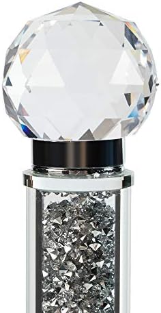 London Boutique Crystal Kitchen Roll Holders Free Standing Sparkle Crushed Diamond Filled Square base 11.8 Inches Height Gift Box