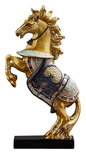 Statue de cheval de table en résine dorée figurine de collection ornement RLKHXBS