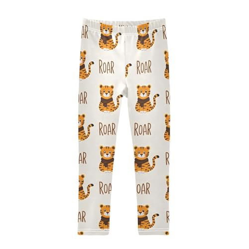 ALAZA Girls' Leggings Children's Yoga Pants Skinny Printed Dance Tiger Cartoon Comfortable 4T