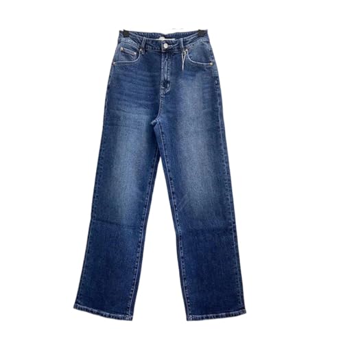 Women's Loose Straight-Through Jeans High Waist Fashion Causal Lady Denim