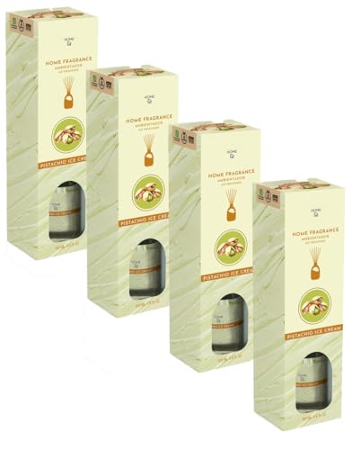 Pack de 4 Ambientador Mikado 100 ml-Aroma floral y envolvente para tu hogar. (Pistacho Ice Cream, Pack de 4)