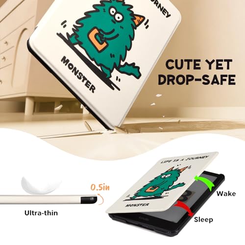 Image of CoBak Lightweight Stand Cute Case for 7 inch Kindle Paperwhite 12th Gen 2024 and Kindle Colorsoft with Right Hand Strap - Compatible with iPhone MagSafe, for Samsung /Anker Wireless Charging Pads