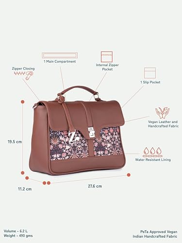 Image of ZOUK | Women's Vegan Leather | Stylish Handbag with Adjustable Strap, Top Handle |