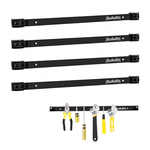 4 Pieces 18″ Magnetic Tool Holder Strip, Black Magnet Bar, Metal Tool Organizer Rack for Garage Organization, Easy To Install in Workshop, Mounting Screws Included