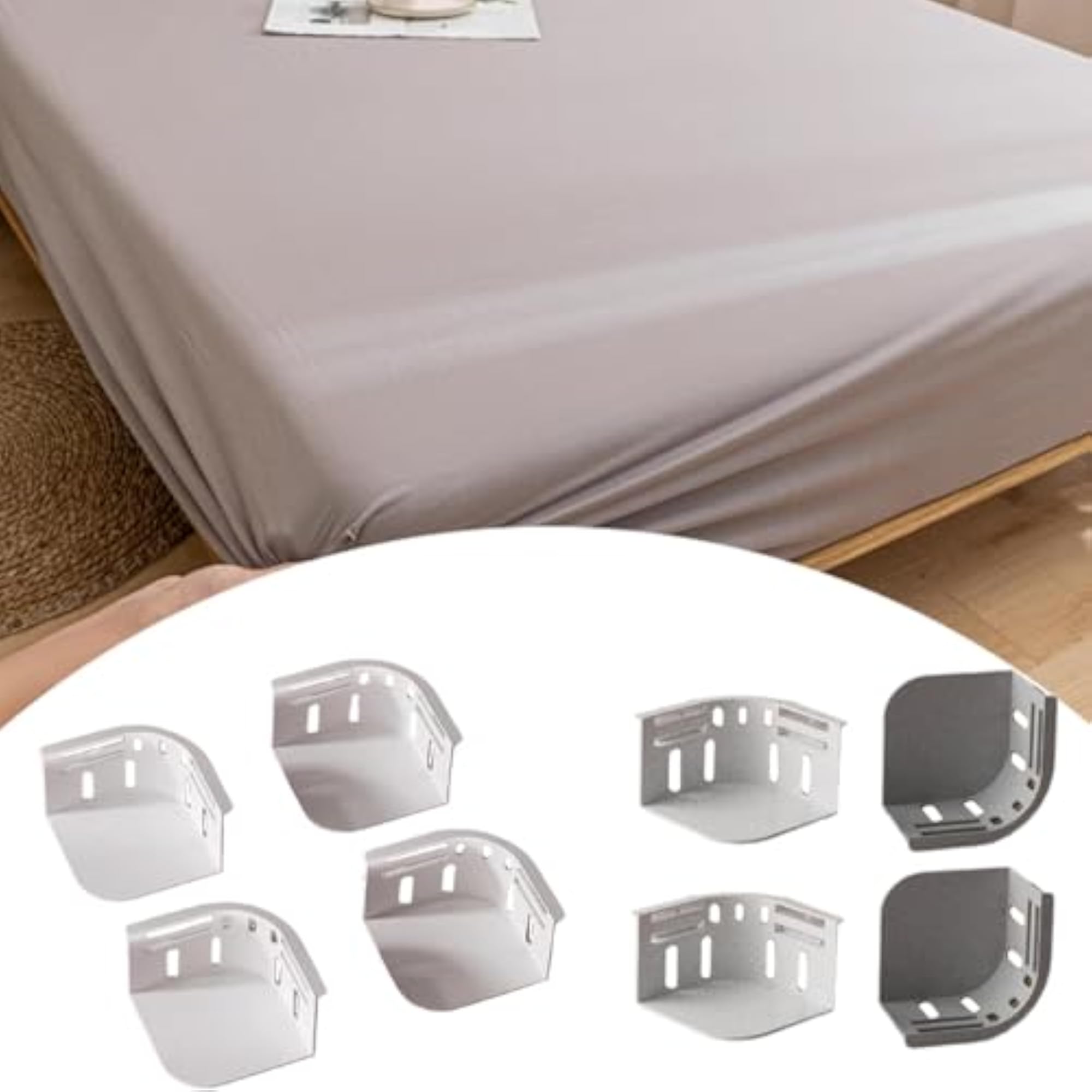 4x Bed Sheet Holder Clips, Easy Installation, White