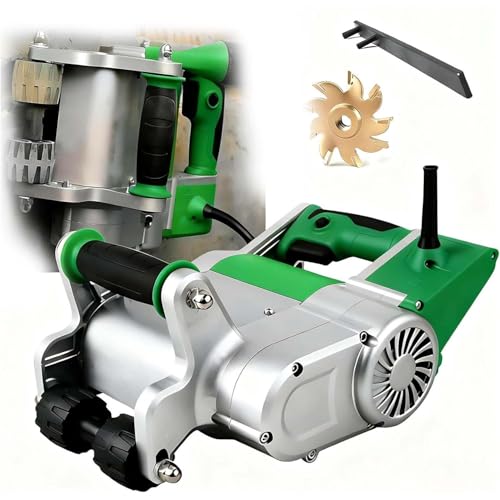 CUTANGELAR Ranuradora eléctrica para paredes de 1100 W, máquina cortadora de hormigón, cuchillas de 25 mm y 35 mm, diseño portátil con caja de herramientas para ranurar paredes.(Green)