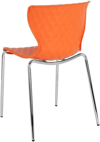 Miniatura 4 de Pemberly Row Silla de comedor de plástico moderna en naranja y cromo