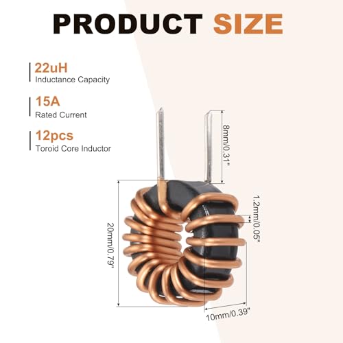 Inductance toroïdale 22 uH 15 A en cuivre pur pour transformateur de précision, 2 cm