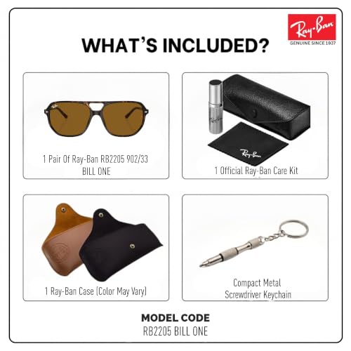 Image of Ray-Ban RB2205 BILL ONE Square-Round Sunglasses with Official Eyewear Kit