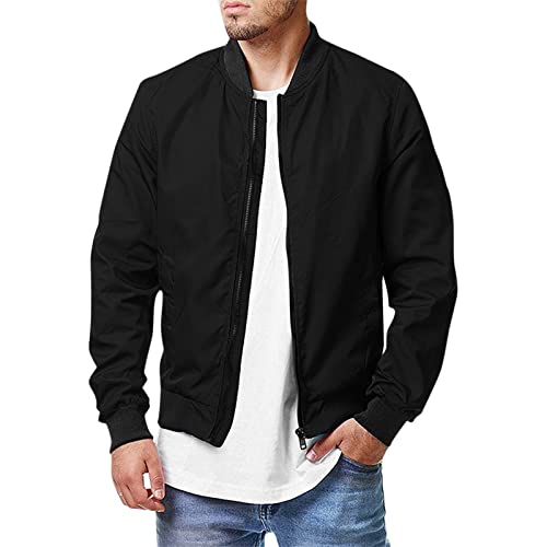 Ymosrh Coats For Men Fashion, Mens Rain Coat Coats Big And Tall Leather Jacket Size Xl Men's Lightweight Flight Bomber Jacket Spring Fall Causal Softshell Windbreaker Coat Outerwear (4Xl, Black) #TOP1