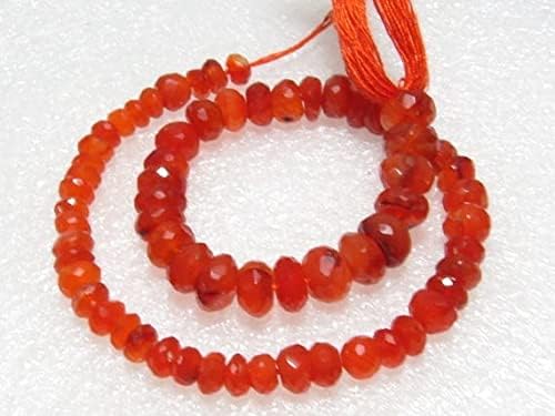 Carnelian perles micro-facettées en forme de rondelles de cornaline de 10 pouces