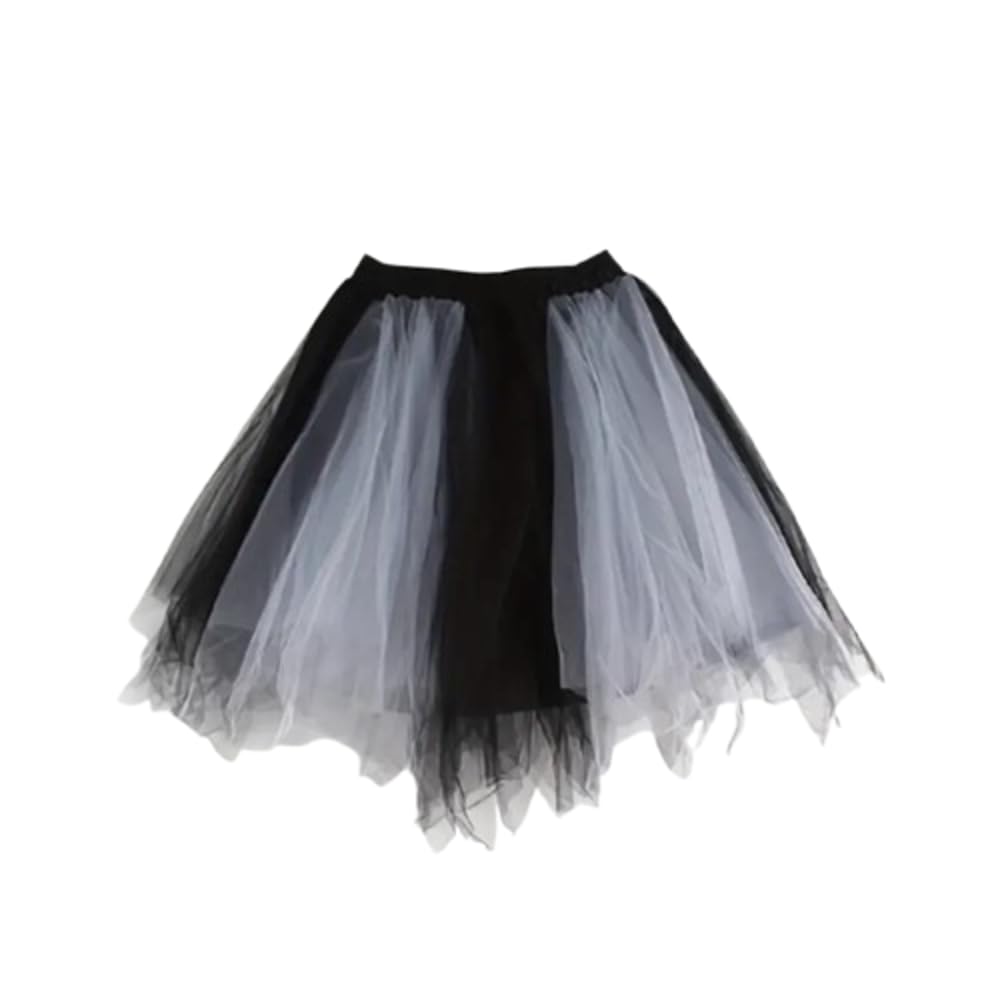 Boolavard Women's Black White Adult 80'S Tutu Skirt Layered Tulle Petticoat Halloween Tutu (Uk, Alpha, S, M, Regular, Regular, )