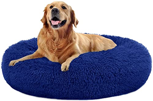 MFOX Beruhigendes Hundebett, Katzenbett, Donut, Kunstfell, Donut-Kuddler, waschbar, selbstwärmend, groß, rund, Plüsch, Hundebett für kleine, mittelgroße und große Hunde (60 cm/80 cm/90 cm/110 cm) Cover