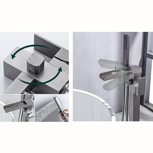 Robinet de baignoire sur pied cascade noir pivotant pour îlot - 4