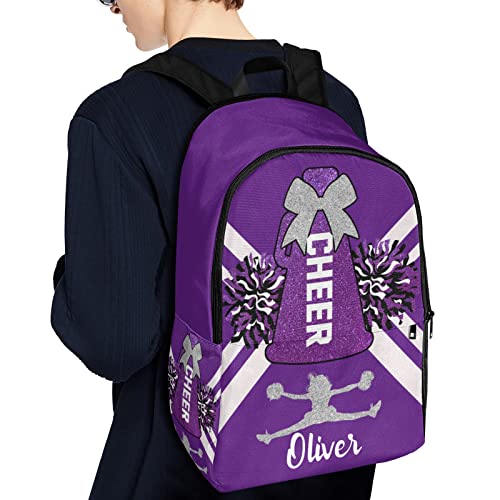 Purple White Print Cheer Cheerleaders Backpac Shoulder Casual Travel Daypack Computer Laptop Bag for Women Men Gift3
