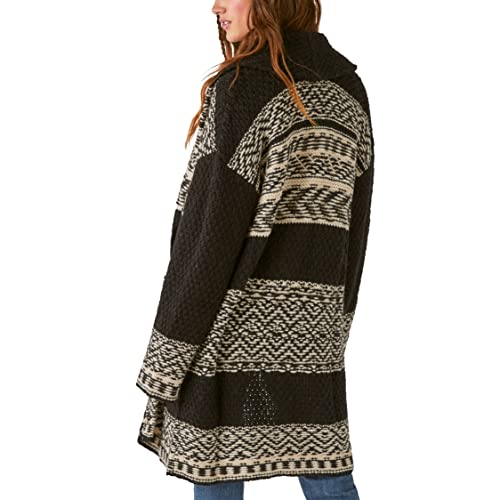 Lucky Brand Women's Fair Isle Print Coatigan, Dark Black Combo, Large #TOP1