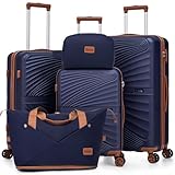Eeeza Luggage Sets 5 Piece, Suitcases with Wheels, ABS Hard Case Luggage with TSA Lock Spinner Wheels, Carry On Luggage Set (20/24/28 inch)