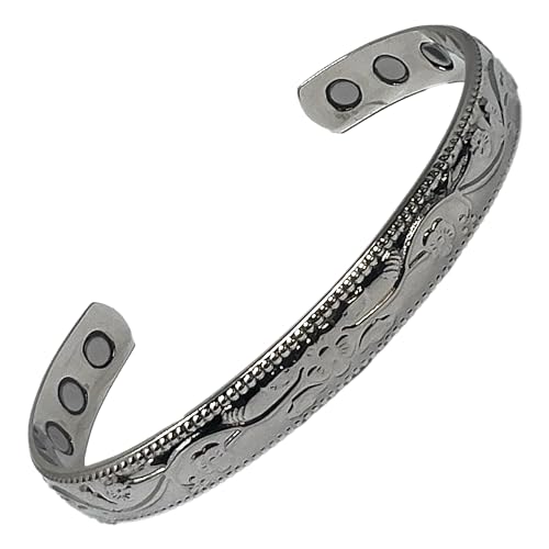 MnB Magnetics Silber Kupfer Magnetarmband mit floralem Muster