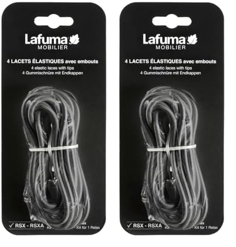 Lafuma LFM5065_9406 Set de 4 Lacets Elastiques avec Embouts, Noir, 2x60 cm et 2x120 cm (Lot de 2)