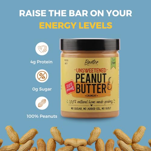 Image of Banter Crunchy Peanut Butter With Homemade Goodness - 100% Natural, Unsweetened, Vegan, And High In Protein For Fitness Enthusiasts | 100% Natural Peanut Butter (Crunchy) - 230 G
