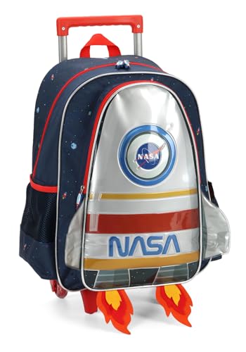 Mochila com Rodas Escolar Foguete Infantil Nasa - Luxcel Cor:Vermelho
