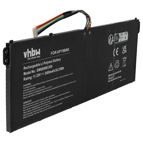 vhbw Batterie Compatible avec Acer Aspire A A317-52-54QM, A317-52-358F, A315-57G-59Z2 Ordinateur Portable (3400mAh, 11,25V, Li-polymère)