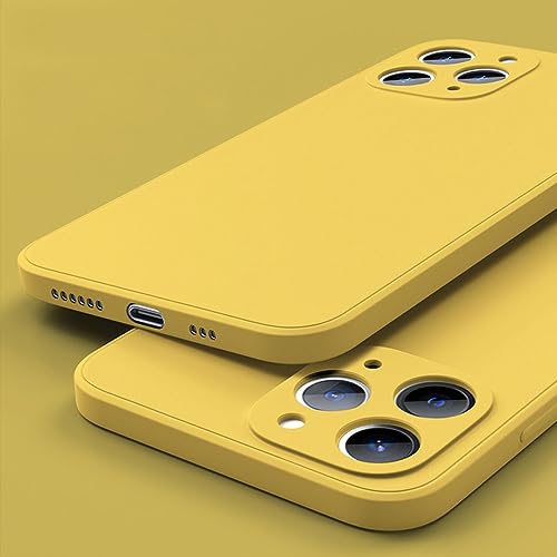 Coque carrée silicone liquide iPhone 11 Pro housse protection objectif jaune