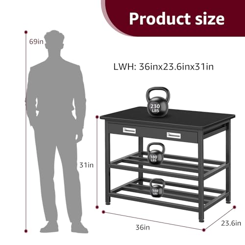 Image of 3D Printer Stand with Filament Storage - Heavy Duty 3D Printer Table with Metal Drawer, 36 inch 3 Tier Metal 3 D Printing Desk for 3 D Printers, Black