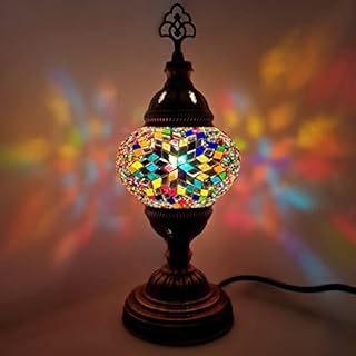 Handmade Bronze Turkish Moroccan Arabian Eastern Bohemian Tiffany Style Glass Mosaic Beautiful Table Desk Lamp Lamps Home Decor