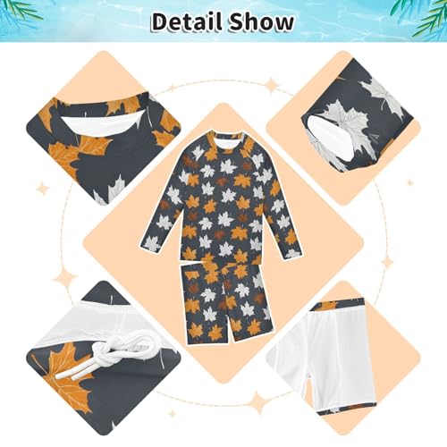 Boys Rash Guard Swimsuits Set Kid Long Sleeve Swim Shirt and Trunks Toddler Bathing Suit Swimwear 3-10T3