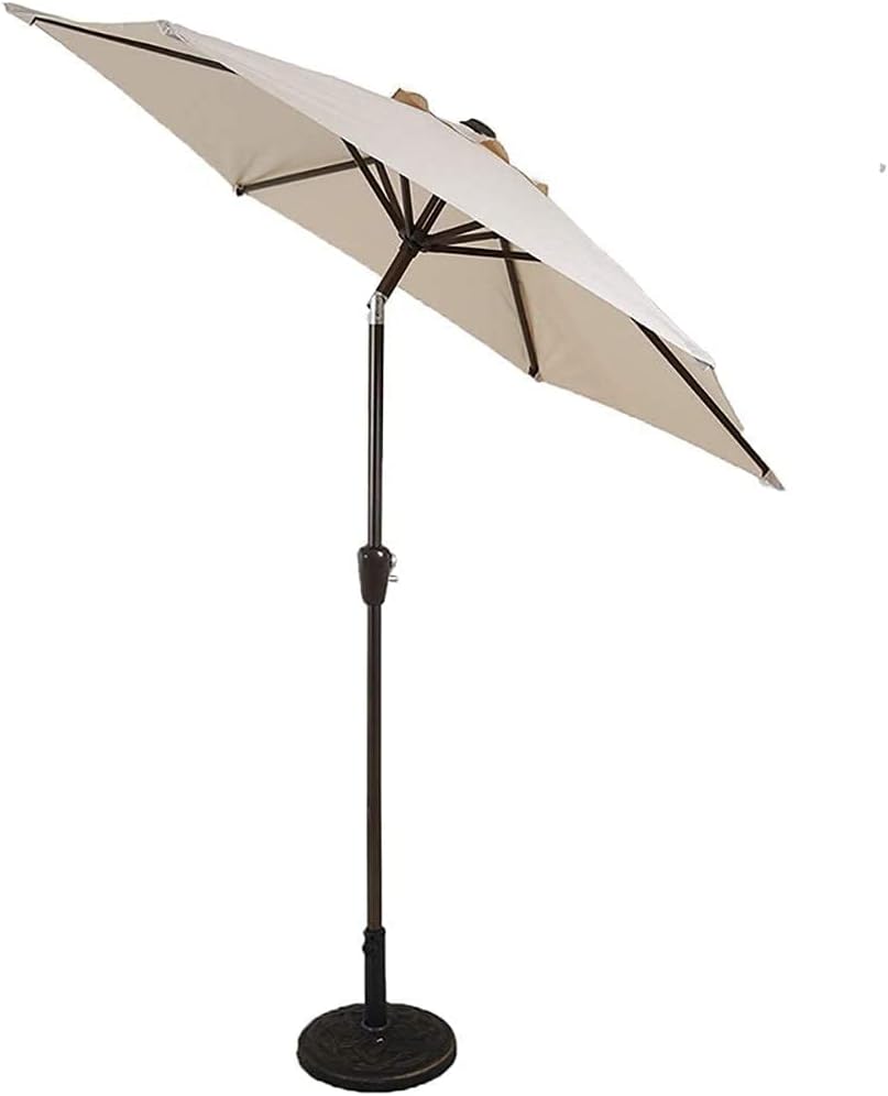 Parasol Umbrella Patio Umbrella with Push Button Tilt, UV Protection Protective Cover Market Table Umbrella, with 8 Sturdy Ribs, Green/Beige/Blue (Color : Beige)