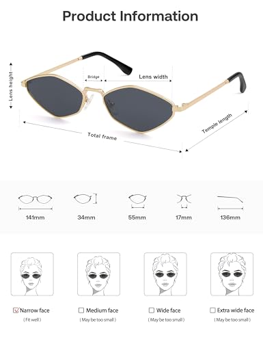 Image of SOJOS Retro Polarized Sunglasses Womens Mens Vintage Narrow Irregular Shades UV400 SJ1233