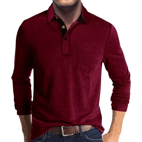 Poloshirt Langarm Herren Mit Reissverschluss - Tshirt Golfbekleidung...