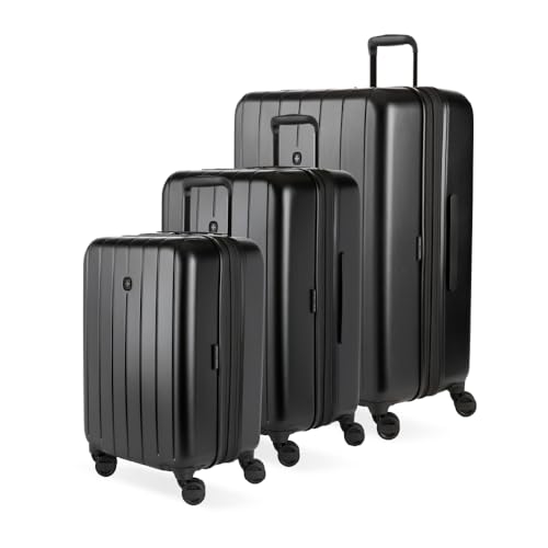 SwissGear Wanderlust Pro Lightweight Expandable Spinner, Black, 3-Piece Set (20/24/28)