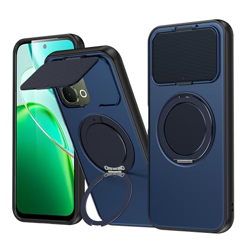 Image of Spazy Case Vivo T5x 5G Back Cover|Premium Magnetic Ring Stand Case with Camera Protection Slider|360 Rotating Kickstand|Slim & Strong Grip Phone Case for Vivo T5x 5G-Blue