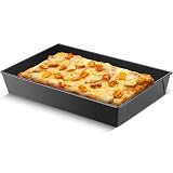 RimCereal 1 Pcs Detroit Style Pizza Pan 10 x 14 x 2.36 Inch Non Stick Rectangle Deep Pizza Pans Pre Seasoned Carbon Steel Sicilian Style Pan Dish Bakeware Kitchenware (Black)