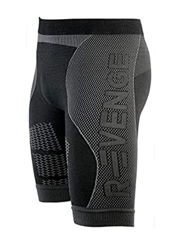 R-evenge Short infrarrojo Negro Hombre, Pantalones Cortos, Ropa Deportiva técnica 100% Made In Italy (46-50)