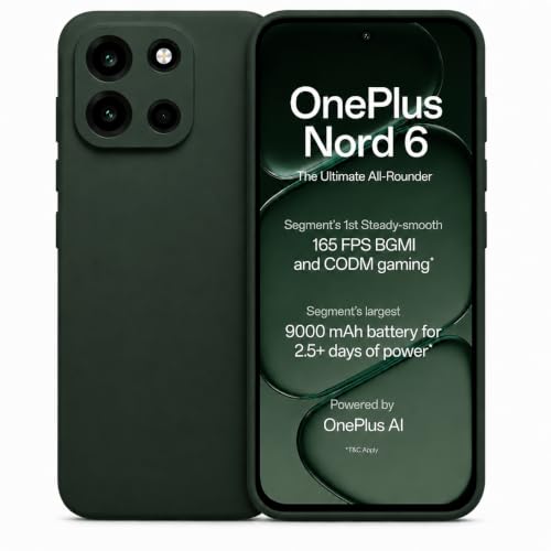 Image of FIRST MART Silicone Back Cover for OnePlus Nord 6 | Matte Green Anti-Slip Grip Case, Scratch Resistant, Slim Fit | Pack of 1