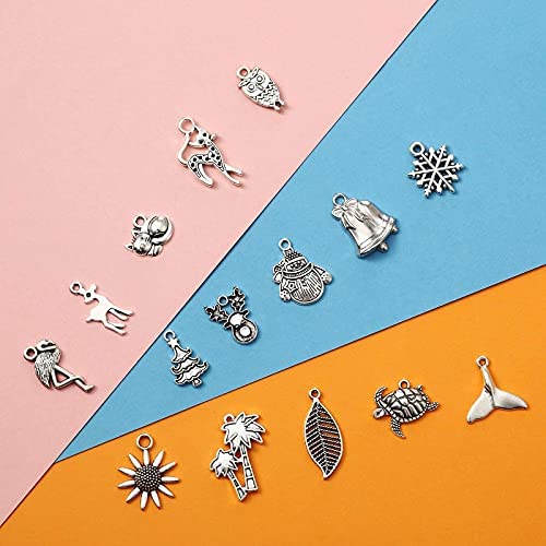 Image of Street27 100 Pieces Wholesale Bulk Lots Jewelry Making Silver Charms Mixed Smooth Tibetan Silver Metal Charms Pendants Animal figures DIY for Necklace Earring Bracelet Keyrings and Crafting
