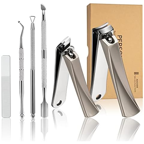 Nail Clipper Set Cuticle Trimmer with Pusher Nail Clipper Scraper 6-in-1 Professional Cuticle Remover Tools Set with Personal Care Cover