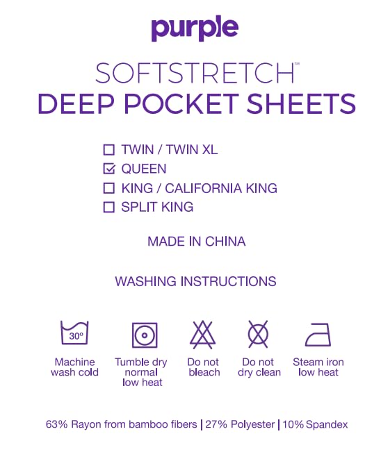 Image of Purple SoftStretch Sheet Set, Queen, Cooling Rayon Blend Bed Sheets | Stretchy and Breathable, Moisture-Wicking, Designed for Your Purple Mattress, Fitted Sheet, Soft and Durable